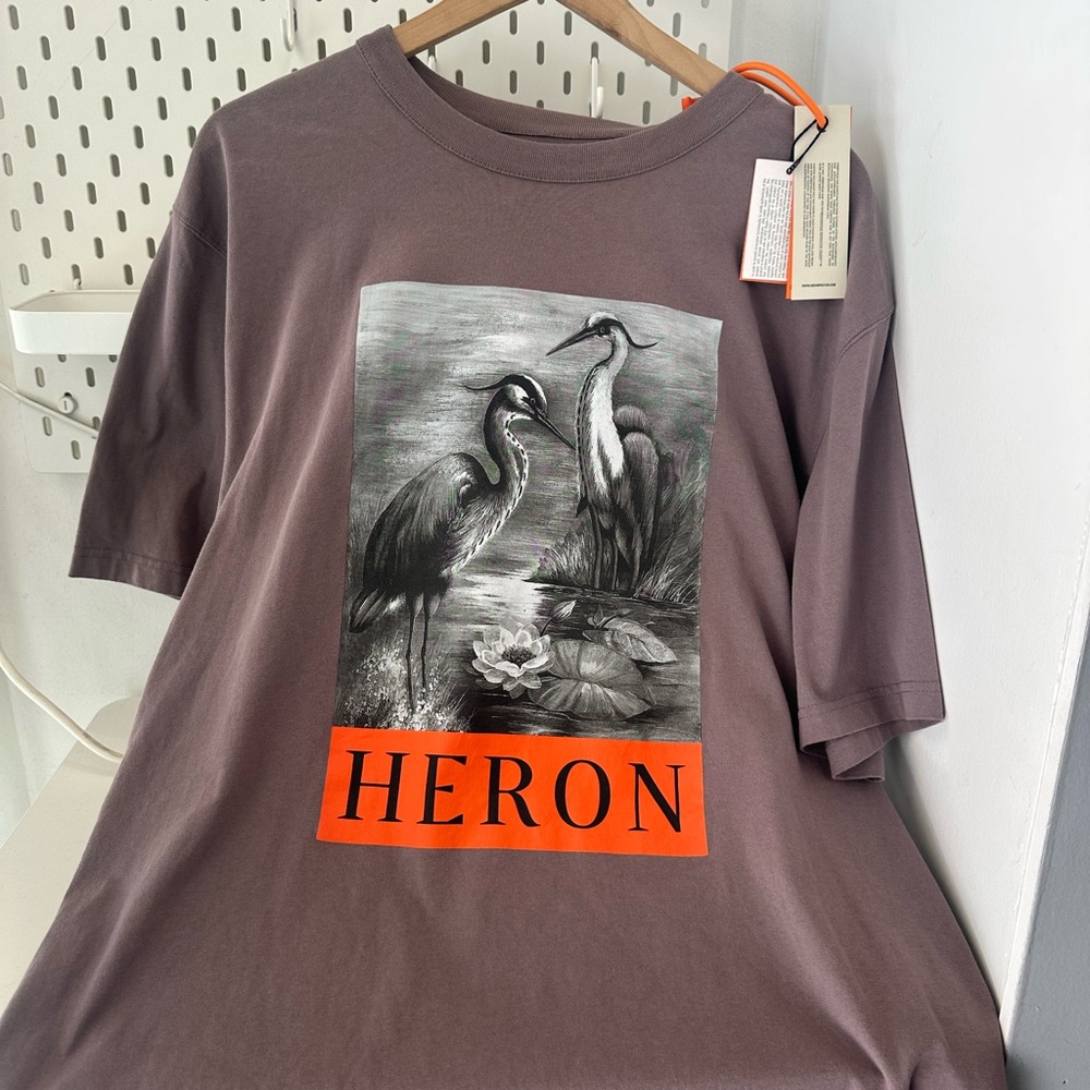 Heron Preston Graphic Tee with Orange Accent